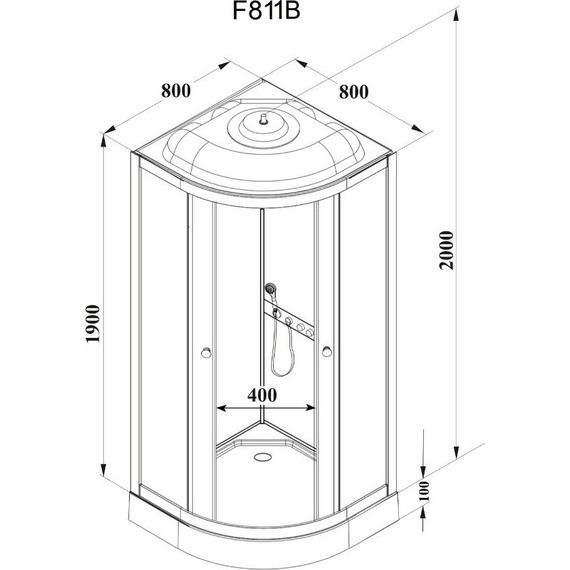 Душевая кабина Parly 80х80 см F811B, чёрный/матовое - фото 3