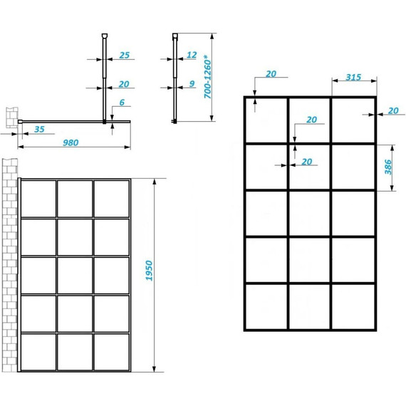 Душевая перегородка CeruttiSpa MUZA T100 100х195 см, чёрный/прозрачное - фото 11