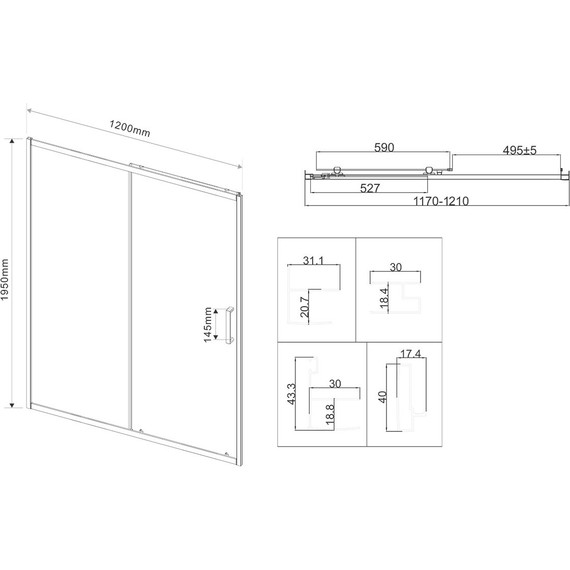 Душевая дверь Vincea City 120 см VDS-5CT120CLGM, вороненая сталь/прозрачное - фото 5