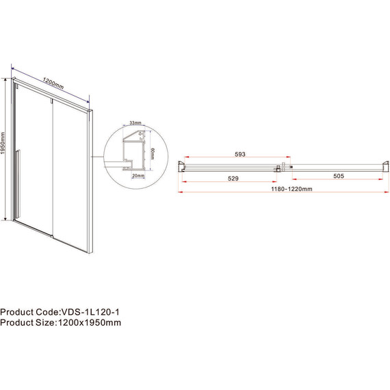 Душевая дверь Vincea Lugano 120 см VDS-1L120CLGM-1 (стекло 8 мм) вороненая сталь/прозрачное - фото 6