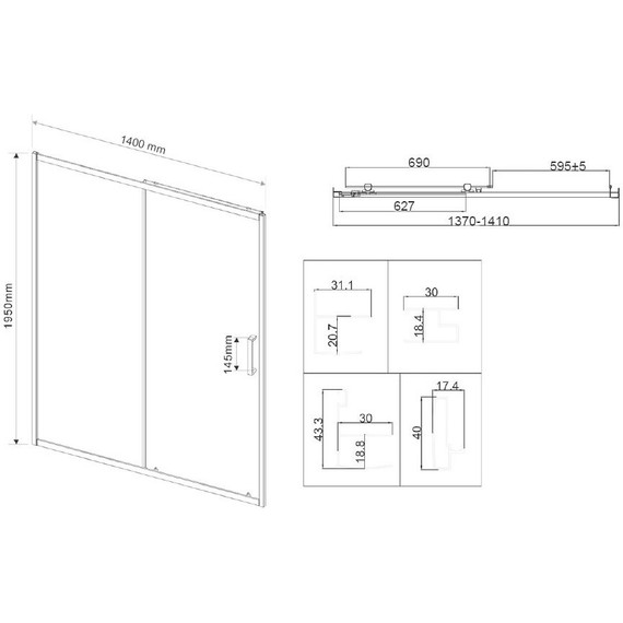 Душевая дверь Vincea City 140 см VDS-5CT140MT, хром/матовое - фото 4