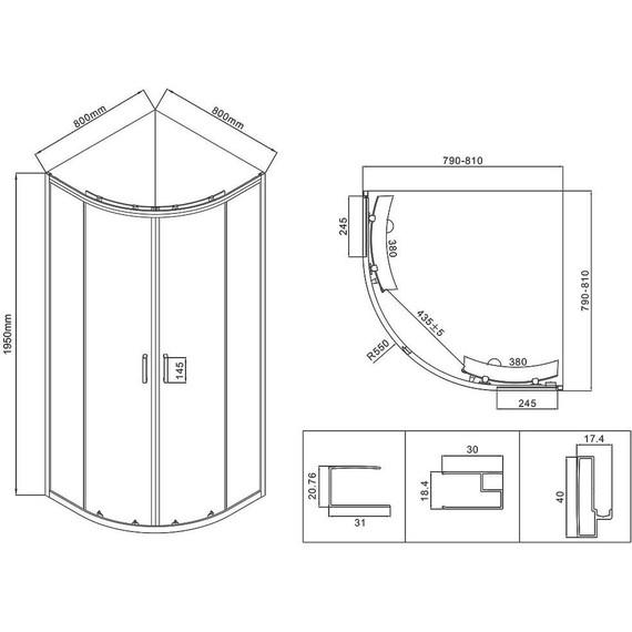 Душевое ограждение Vincea City 80x80 см VSQ-5CT800MT, хром/матовое - фото 5