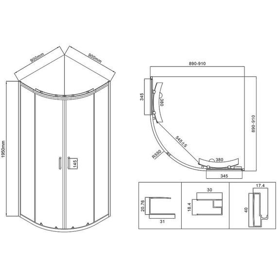 Душевое ограждение Vincea City 90x90 см VSQ-5CT900MT, хром/матовое - фото 5