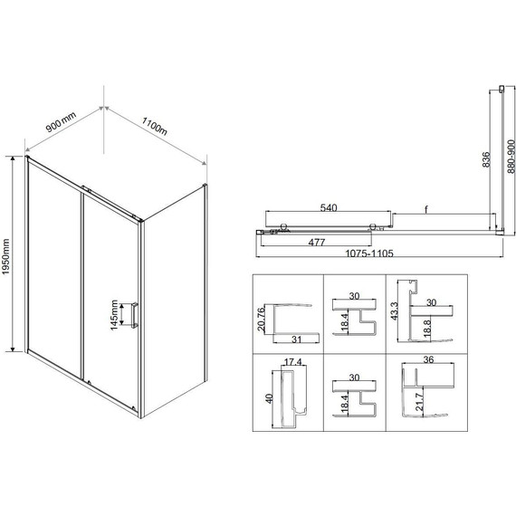 Душевое ограждение Vincea City 110x90 см VSR-5CT9011CL, хром/прозрачное - фото 6