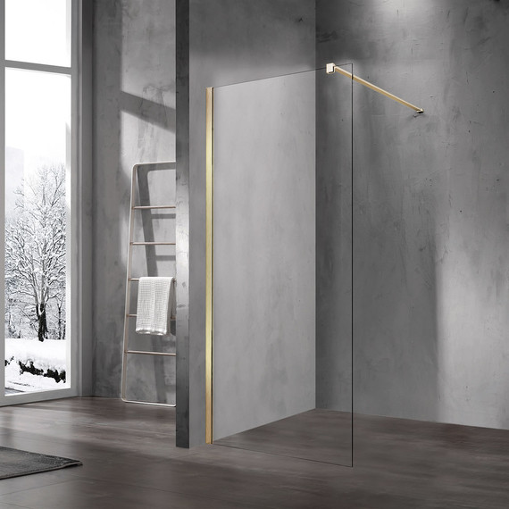 Душевая перегородка Vincea Walk in 70 см VSW-1H700CLG (стекло 8 мм) с кронштейном в комплекте, золото матовое/прозрачное - фото 
