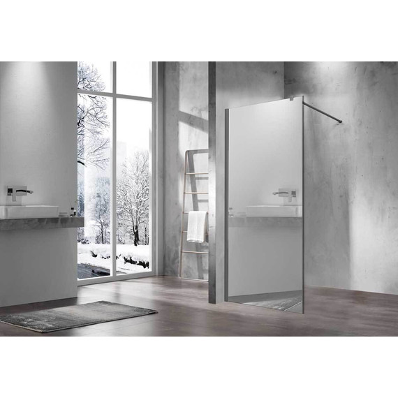 Душевая перегородка Vincea Walk in 100 см VSW-1H100MRGM (стекло 8 мм) с кронштейном в комплекте, вороненая сталь/зеркальное - фото 2