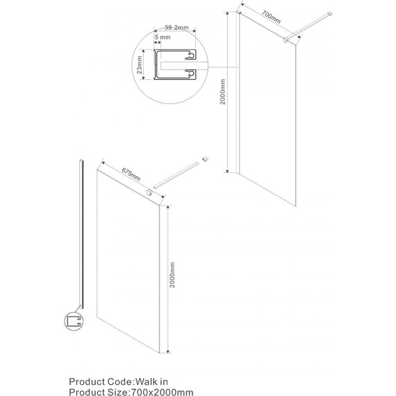 Душевая перегородка Vincea Walk in 70 см VSW-1H700CLGM (стекло 8 мм) с кронштейном в комплекте, вороненая сталь/прозрачное - фото 3