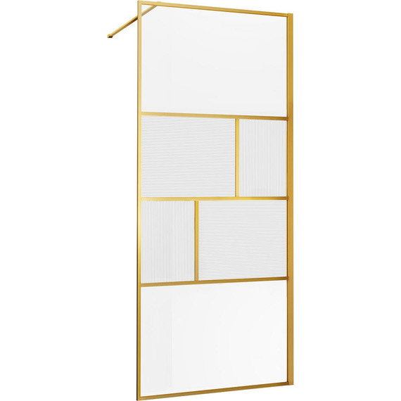 Душевая перегородка Vincea Walk in HC Art 90 см VSW-1HC900CFBG (стекло 8 мм) с кронштейном в комплекте, брашированное золото/прозрачное/матовое - фото 3