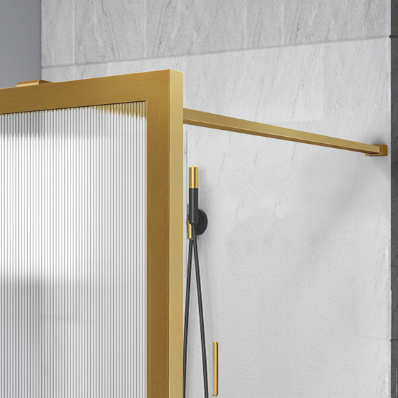 Душевая перегородка Vincea Walk in HP Art 80 см VSW-1HP800FLBG (стекло 8 мм) с кронштейном в комплекте, брашированное золото/матовое - фото 2