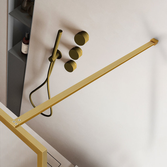 Душевая перегородка Vincea Walk in HP Art 110 см VSW-1HP110FLBG (стекло 8 мм) с кронштейном в комплекте, брашированное золото/матовое - фото 3