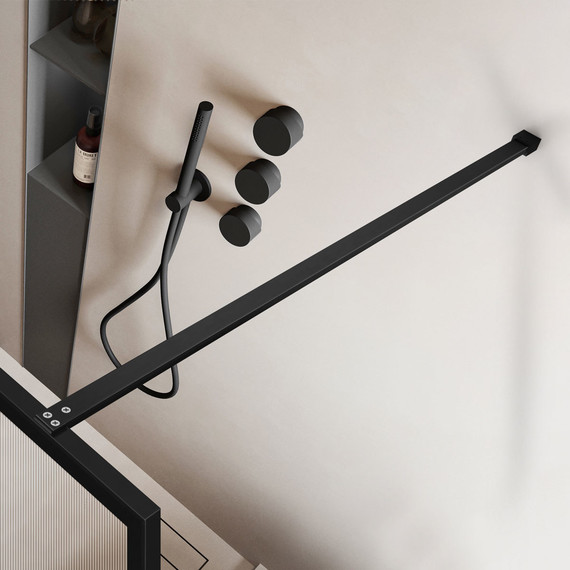 Душевая перегородка Vincea Walk in HP Art 120 см VSW-1HP120FLB (стекло 8 мм) с кронштейном в комплекте, чёрный матовый/матовое - фото 3