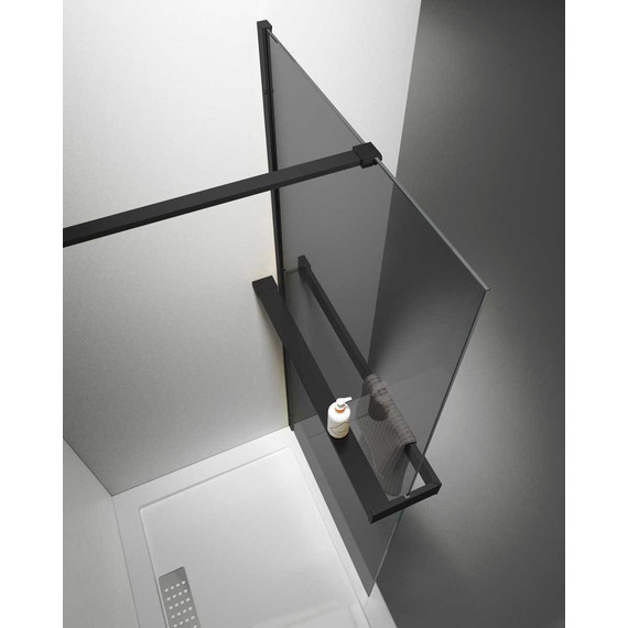 Душевая перегородка Vincea Walk in HR 80 см VSW-4HR800CGB (стекло 8 мм) с кронштейном в комплекте, чёрный матовый/тонированное - фото 2