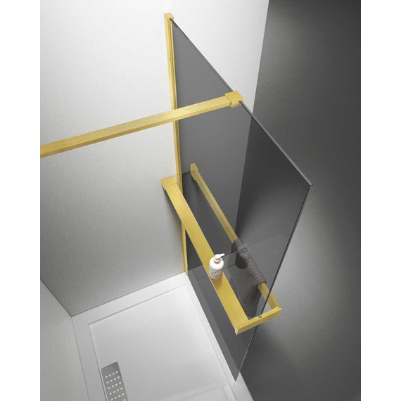 Душевая перегородка Vincea Walk in HR 80 см VSW-4HR800CGG (стекло 8 мм) с кронштейном в комплекте, брашированное золото/тонированное - фото 2