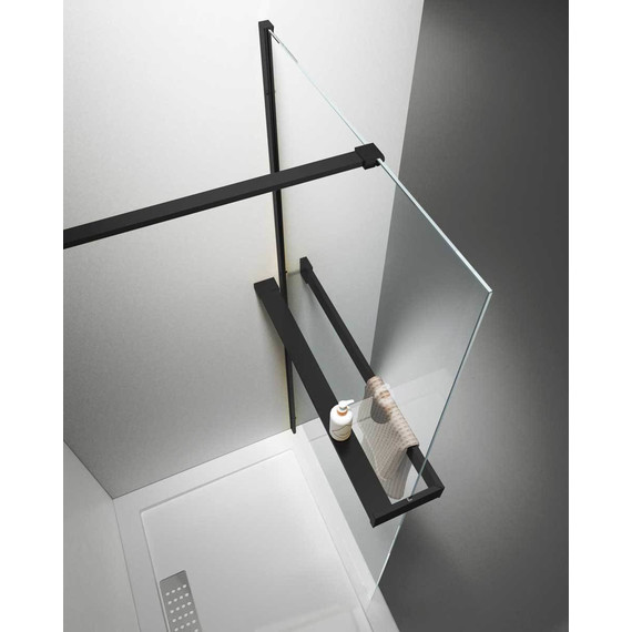 Душевая перегородка Vincea Walk in HR 100 см VSW-4HR100CLB (стекло 8 мм) с кронштейном в комплекте, чёрный матовый/прозрачное - фото 2