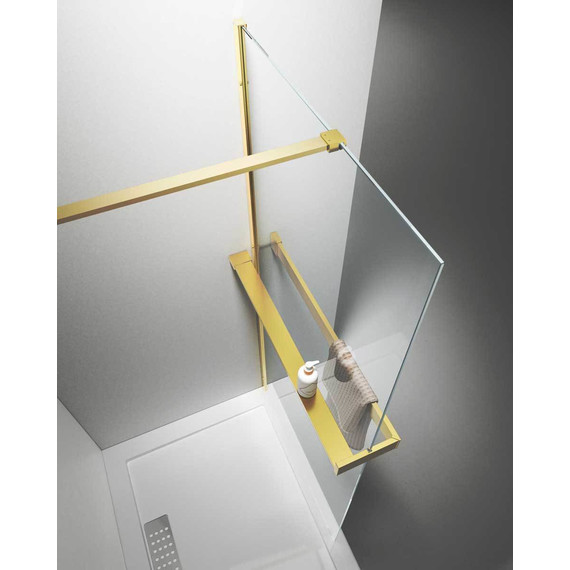 Душевая перегородка Vincea Walk in HR 80 см VSW-4HR800CLG (стекло 8 мм) с кронштейном в комплекте, брашированное золото/прозрачное - фото 2