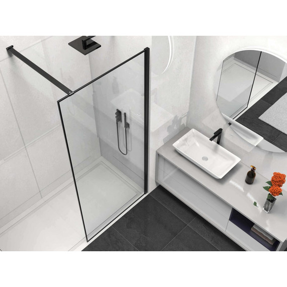 Душевая перегородка Vincea Walk in HS 80 см VSW-1HS800CLB (стекло 8 мм) с кронштейном в комплекте, чёрный/прозрачное - фото 3