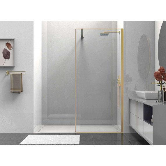 Душевая перегородка Vincea Walk in HS 100 см VSW-1HS100CLG (стекло 8 мм) с кронштейном в комплекте, брашированное золото/прозрачное - фото 2