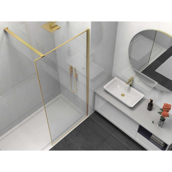 Душевая перегородка Vincea Walk in HS 90 см VSW-1HS900CLG (стекло 8 мм) с кронштейном в комплекте, брашированное золото/прозрачное - фото 3