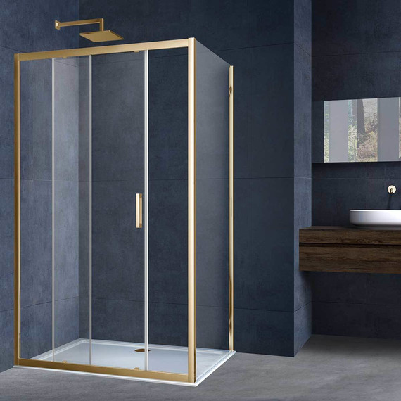 Душевое ограждение Vincea Alpha 120x80 см VSR-3AL8012CLG, брашированное золото/прозрачное - фото 