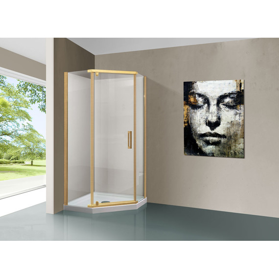 Душевое ограждение Vincea Stresa 100x100 см VSP-1S100CLG, брашированное золото/прозрачное - фото 2