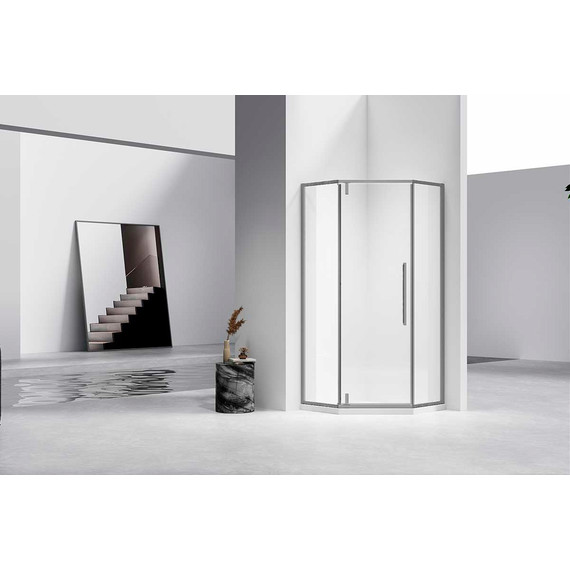 Душевое ограждение Vincea Slim-N 90x90 см VSP-4SN900CLGM, вороненая сталь/прозрачное - фото 2