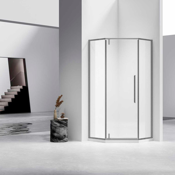Душевое ограждение Vincea Slim-N 100x100 см VSP-4SN100CLGM, вороненая сталь/прозрачное - фото 