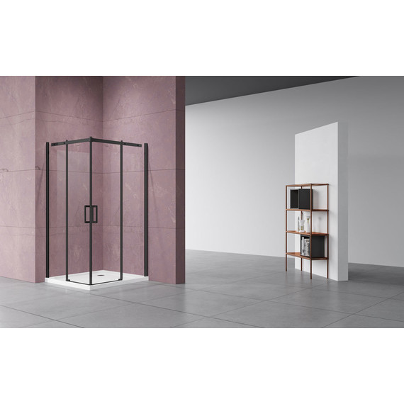 Душевое ограждение Vincea Dice 90x90 см VSS-4D900CLB (стекло 8 мм) чёрный/прозрачное - фото 2