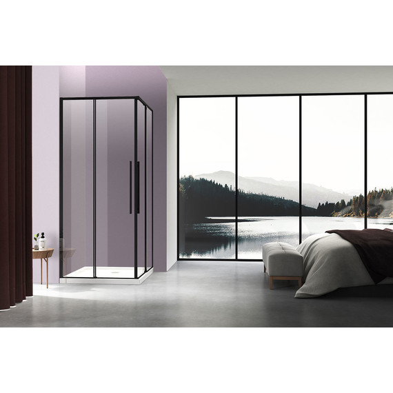 Душевое ограждение Vincea Slim-N 90x90 см VSS-4SN900CLB (стекло 6 мм) чёрный/прозрачное - фото 2