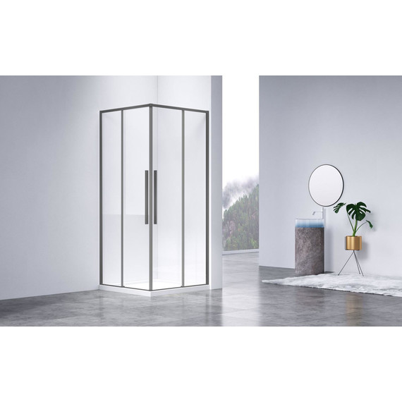 Душевое ограждение Vincea Slim-N 90x90 см VSS-4SN900CLGM (стекло 8 мм) вороненая сталь/прозрачное - фото 2