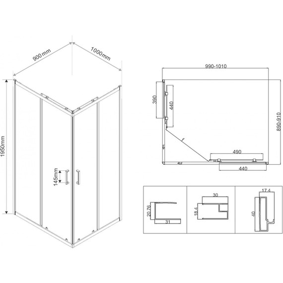 Душевое ограждение Vincea City 100x90 см VSS-5CT9010MT, хром/матовое - фото 4