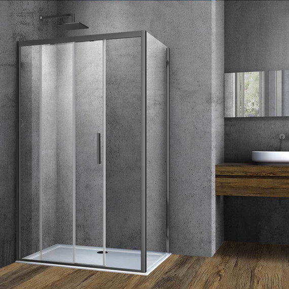 Душевое ограждение Vincea Soft 120x90 см VSR-3SO9012CLGM, вороненая сталь/прозрачное - фото 