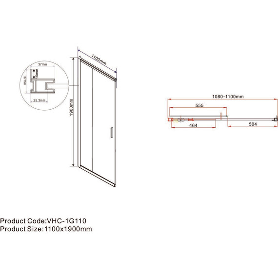 Душевое ограждение Vincea Garda 110x90 см VSS-1G9011CLG, брашированное золото/прозрачное - фото 6
