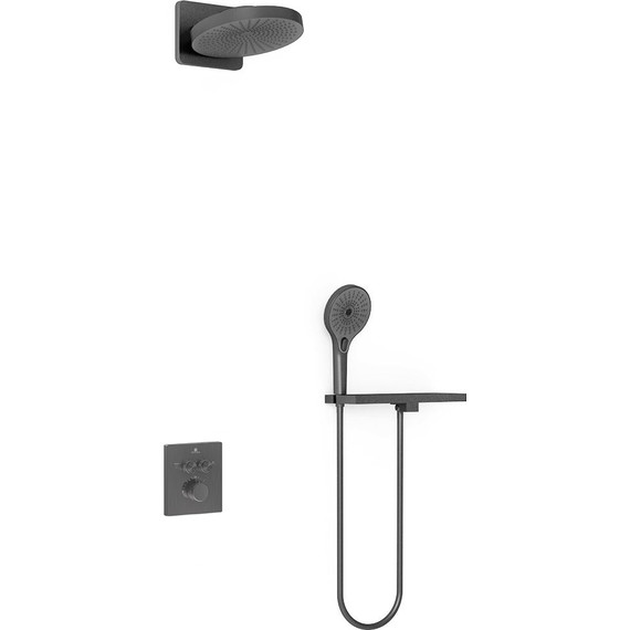 Душевая система для душа с термостатом Vincea Inspire VSFW-3I21MT1RGM, вороненая сталь - фото 2