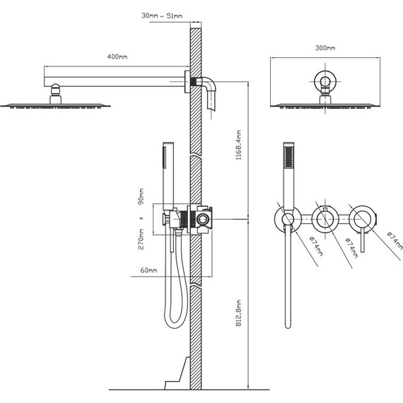 Душевая система для душа с термостатом Vincea VSFW-4G01BG4, брашированное золото - фото 4