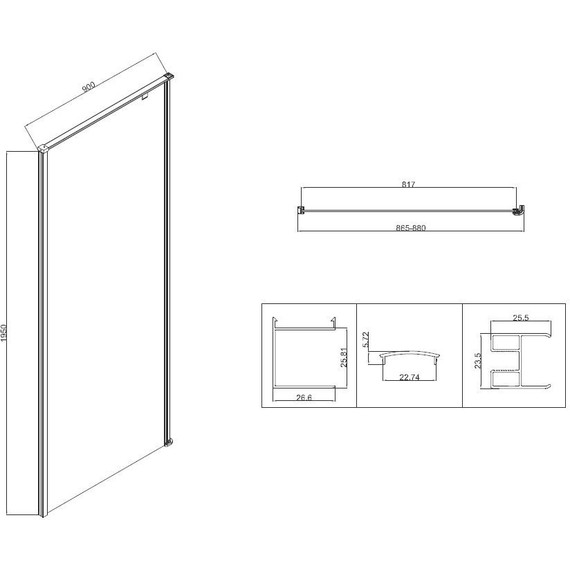 Душевое ограждение Vincea Slim-N 90x90 см VSR-5SN9090CLGM, вороненая сталь/прозрачное - фото 3