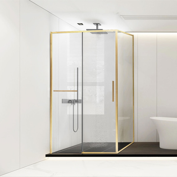 Душевое ограждение Vincea Slim Soft 140x100 см VSR-1SS1014CLG, брашированное золото/прозрачное - фото 
