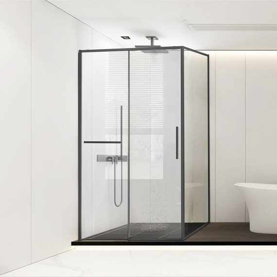 Душевое ограждение Vincea Slim Soft 120x100 см VSR-1SS1012CLGM, вороненая сталь/прозрачное - фото 