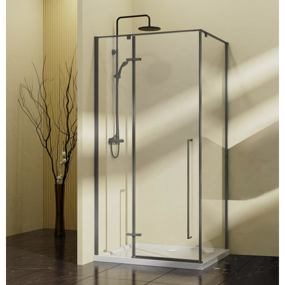 Душевое ограждение Vincea Slim-N 100x90 см VSR-5SN9010CLGM, вороненая сталь/прозрачное - фото 