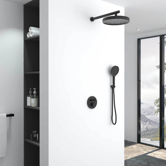Душевая система для душа с термостатом Vincea Inspire VSFW-3I22MT2MB, чёрный матовый - фото 