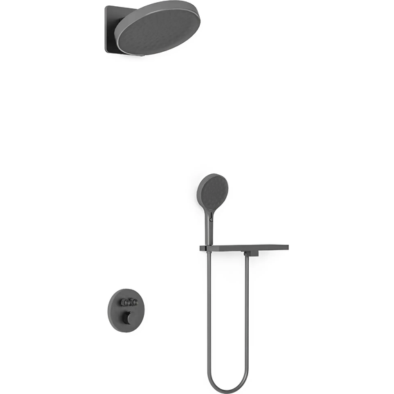 Душевая система для душа с термостатом Vincea Inspire VSFW-3I22MT3RGM, вороненая сталь - фото 2