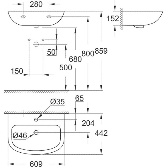 Раковина Подвесная Grohe Bau Ceramic 60 см 39421000 - фото 3