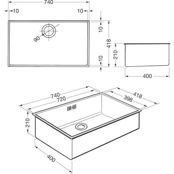 Кухонная мойка Smeg VSTQ72-2 74, 1 мм нержавеющая сталь - фото 2