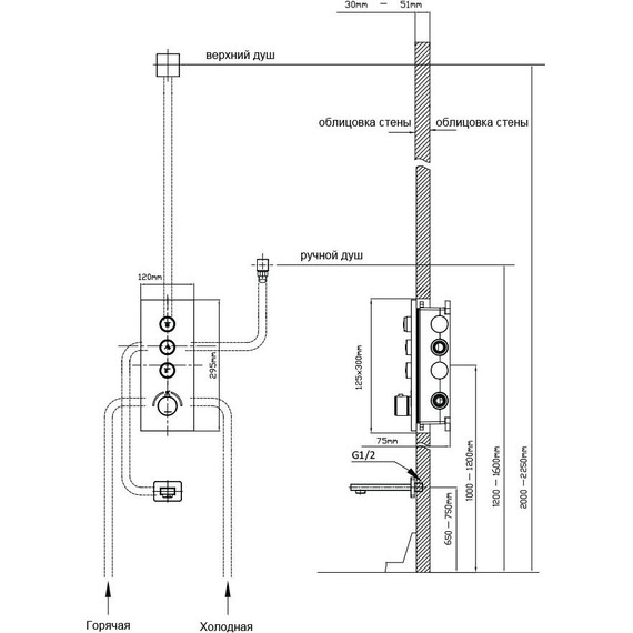 Душевая система для душа с термостатом Vincea VSFW-433T1BG, брашированное золото - фото 13