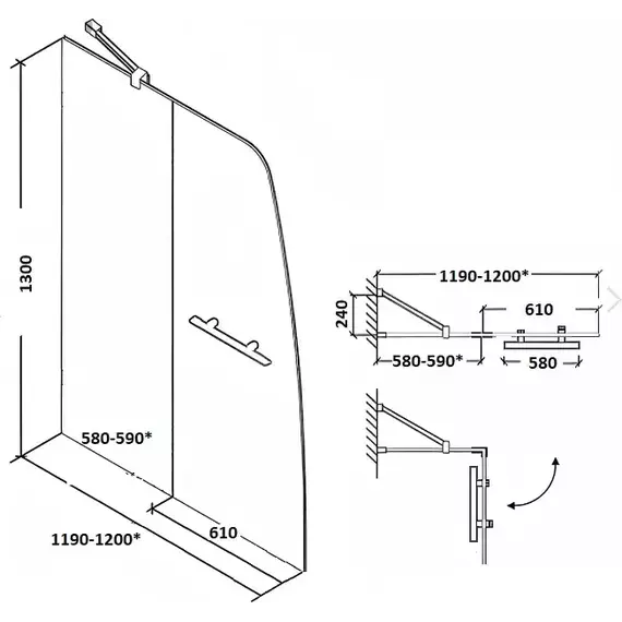 Шторка для ванны Parly 120 см F03F, белый/матовое - фото 4