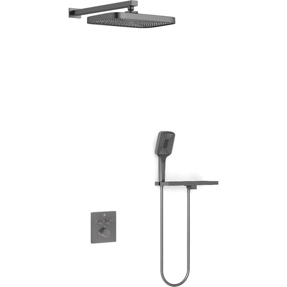 Душевая система для душа с термостатом Vincea VSFW-321MT1RGM, вороненая сталь - фото 2