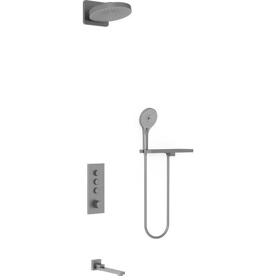Душевая система для ванны с термостатом Vincea VSFW-433TI1RGM, вороненая сталь - фото 3