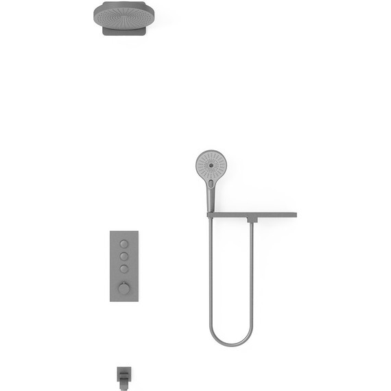 Душевая система для ванны с термостатом Vincea VSFW-433TI1RGM, вороненая сталь - фото 2