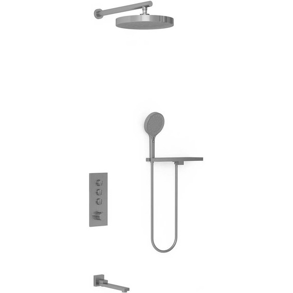 Душевая система для ванны с термостатом Vincea VSFW-433TI2RGM, вороненая сталь - фото 2