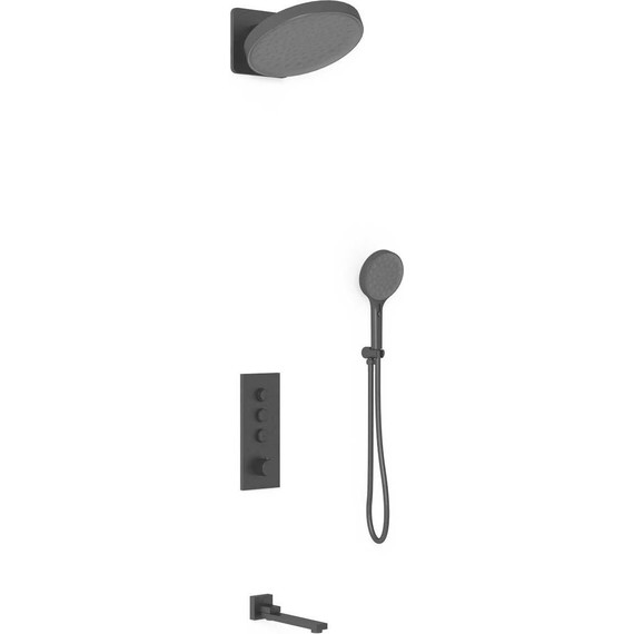 Душевая система для ванны с термостатом Vincea VSFW-433TI3MB, чёрный матовый - фото 2