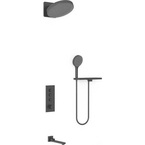 Душевая система для ванны с термостатом Vincea VSFW-433TI3RMB, чёрный матовый - фото 2